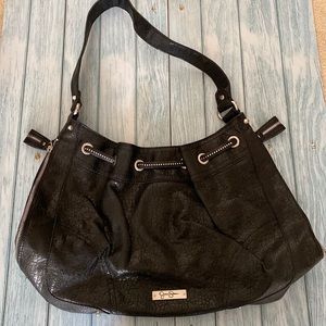 Jessica Simpson black faux leather hobo bag